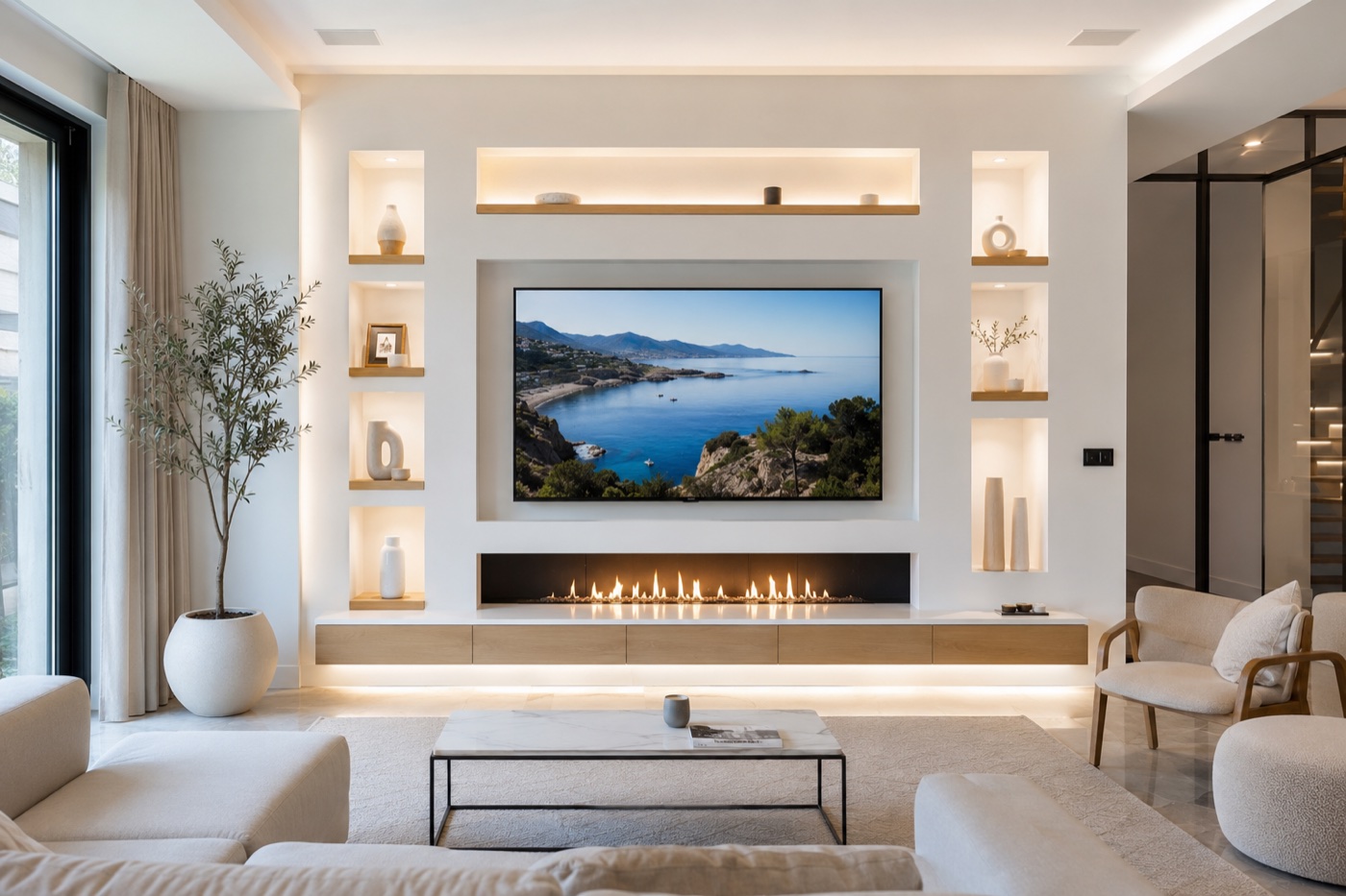 Mur TV lumineux en pleine journée