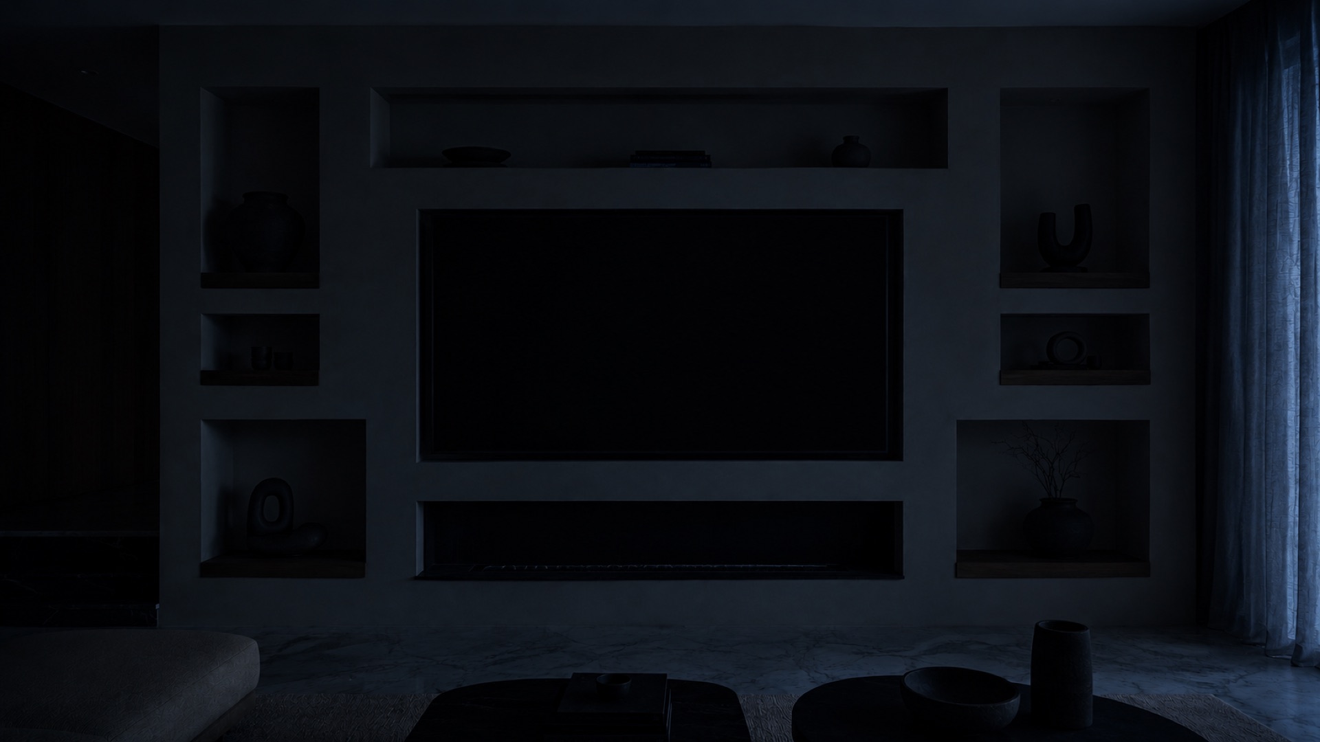 Mur TV dans l'obscurité